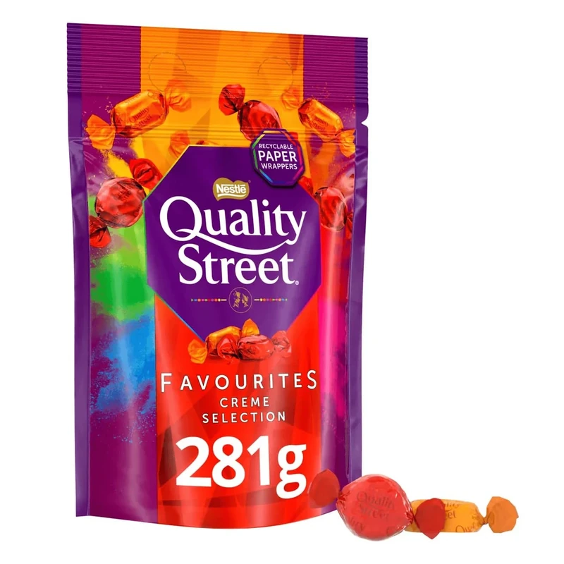 Quality Street Chocolates - Quality Street Strawberry Delight & Orange Creme Chocolate, Dark Chocolate In Fruity Flavoured - No Artificial/Colours/Flavours/Preservatives (Creme Selection)