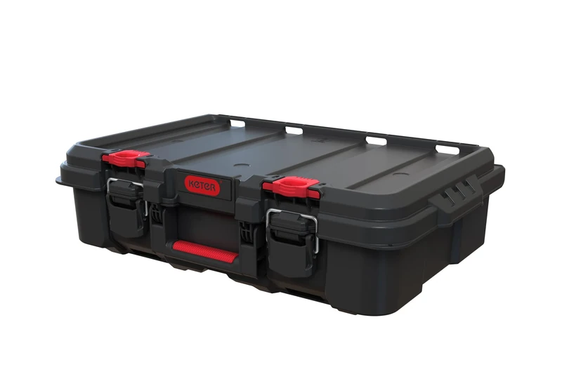 Keter Stack n' Roll Modular DIY Power Tool Storage Case, Stackable, Lightweight, Durable, Water Resistant, Black