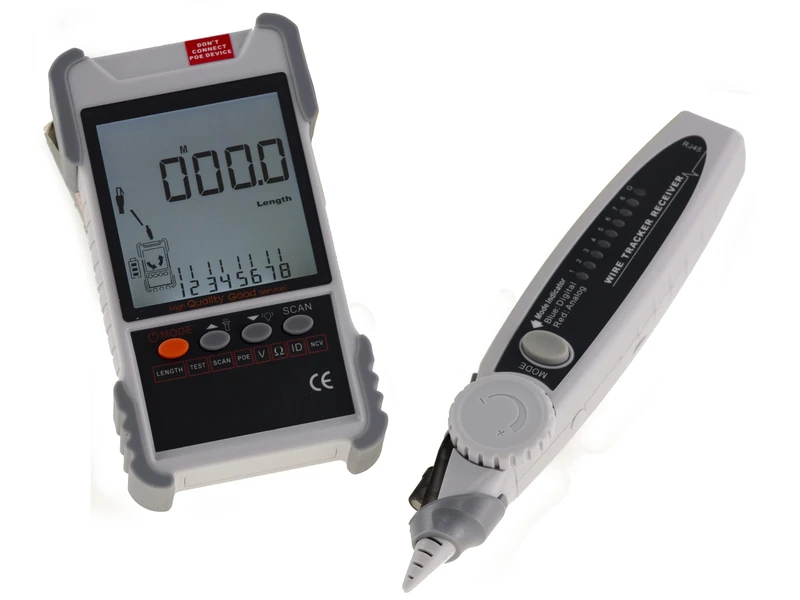KALEA-INFORMATIQUE Professional digital LCD RJ45 RJ11 network tester. Mapping, Continuity, Length, POE, Voltage, Locating, Torch - VP616 - Rechargeable