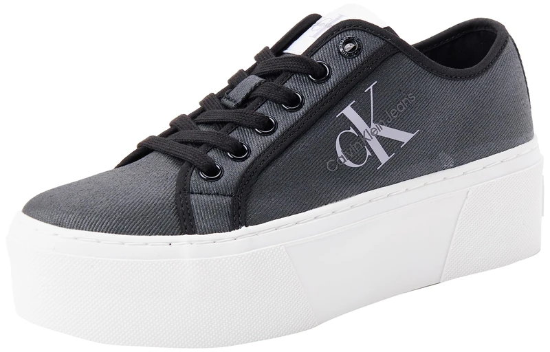Calvin Klein Jeans Women Cupsole Trainers, Grey (Black/Lavender Aura), 6 UK