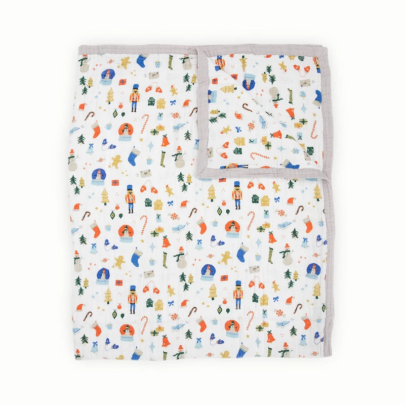 Little Unicorn Premium Quilted Throw | Super Soft, Multi-Layered Muslin XL Blanket| Great for Kids & Families (Christmas Time)