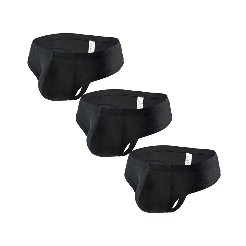 Faringoto Men's Ice Silk Low Waist G-String Underpants - Big Bag
