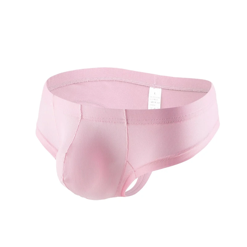 Faringoto Men's Wide Belt Thong Low Waist Ice Thread Underpants Pink