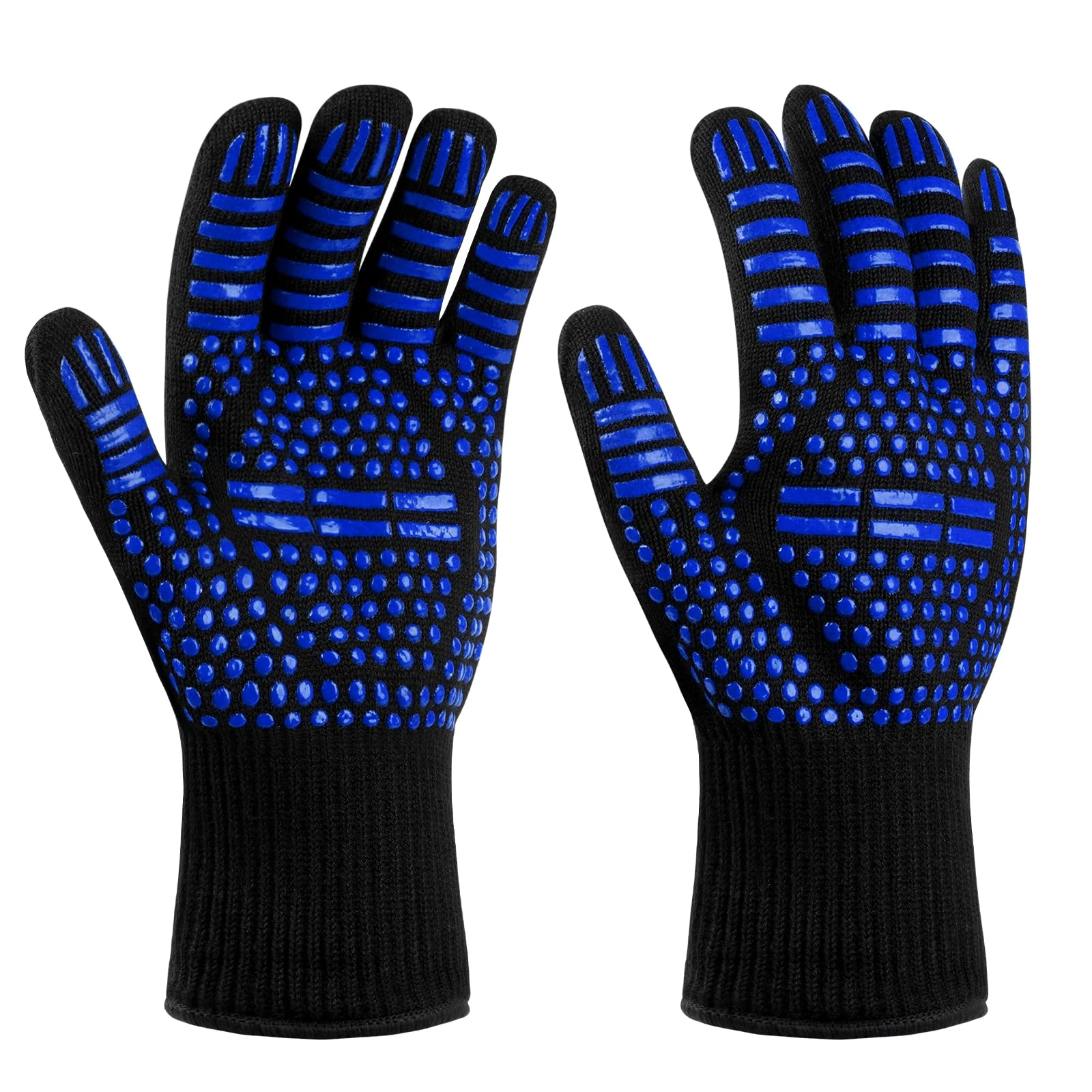 flintronic Grill Gloves Heat Resistant Fire Resistant Ovens Gloves Hand Protection Grill Gloves,1472°F/800°C Heat Resistant Oven Gloves for Grill, Cooking, Soldering (Blue)