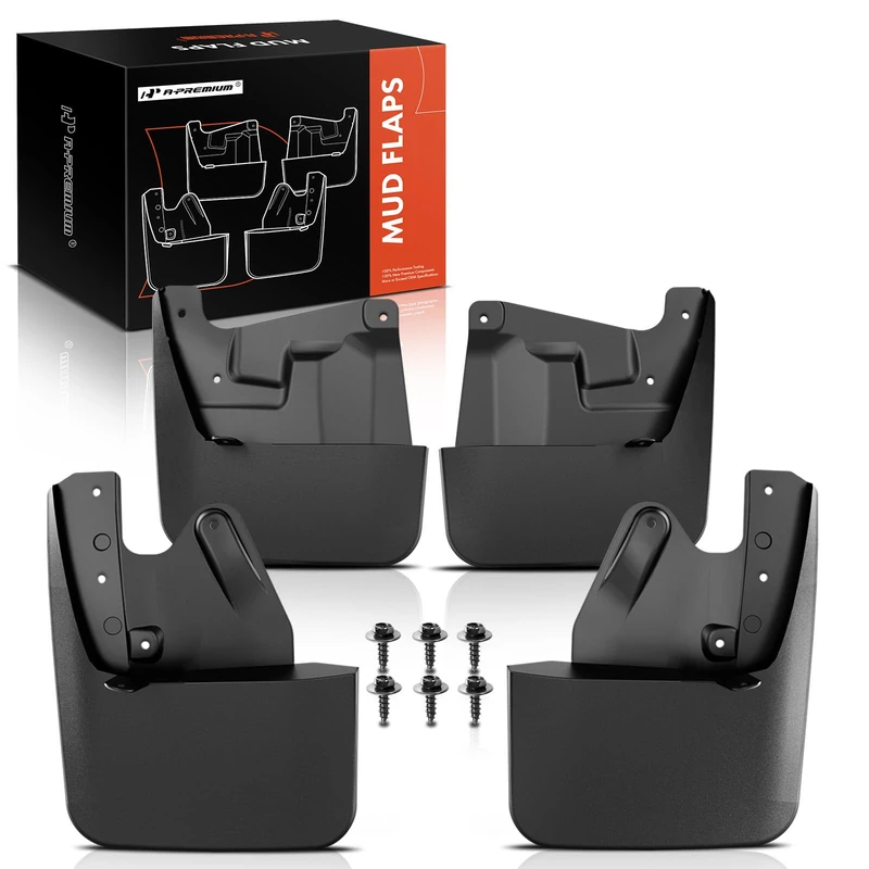 A-Premium Set of 4PCS Mud Flaps Splash Guards Mudguards Mudflaps with Hardware Kits Accessory Compatible with Toyota Tundra 2022 2023, 2022-2023, Black Color, Front LH RH and Rear LH RH