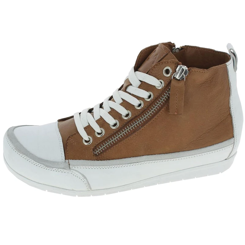 Andrea Conti 0345910 Women's Ankle Boots High Top Trainers Leather Cool and Comfortable, Brown, 5 UK