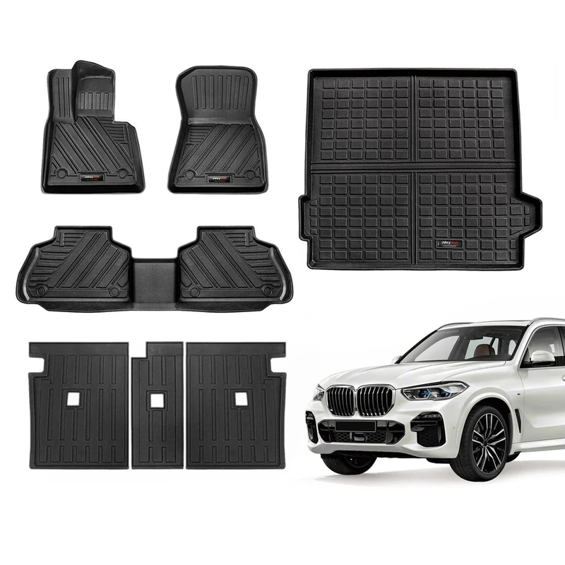 Jdeymat All Weather Floor Mats Cargo Trunk Mat and Rear Sear Backrest Mats Full Set Compatible with BMW X5 (GO5) 2019-2024 Accessories TPE Rubber Protect Mat X5 Floor Liner(Set of 7 mats)