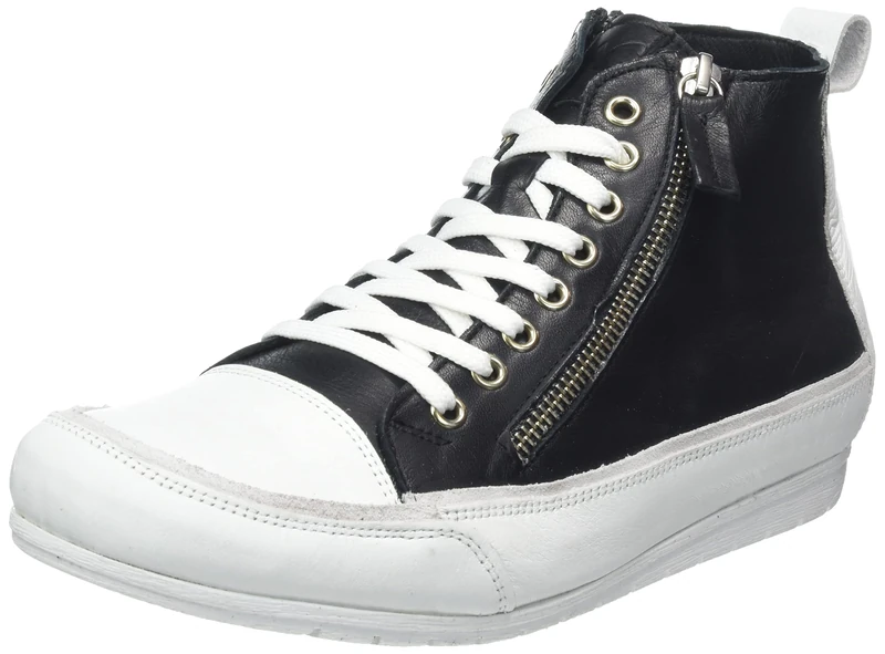 Andrea Conti Women's Damen High Top Sneaker, Black White, 5 UK