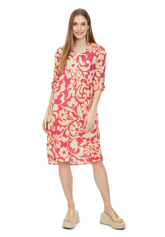 Cartoon Women's Dress, Pink/Beige, 8