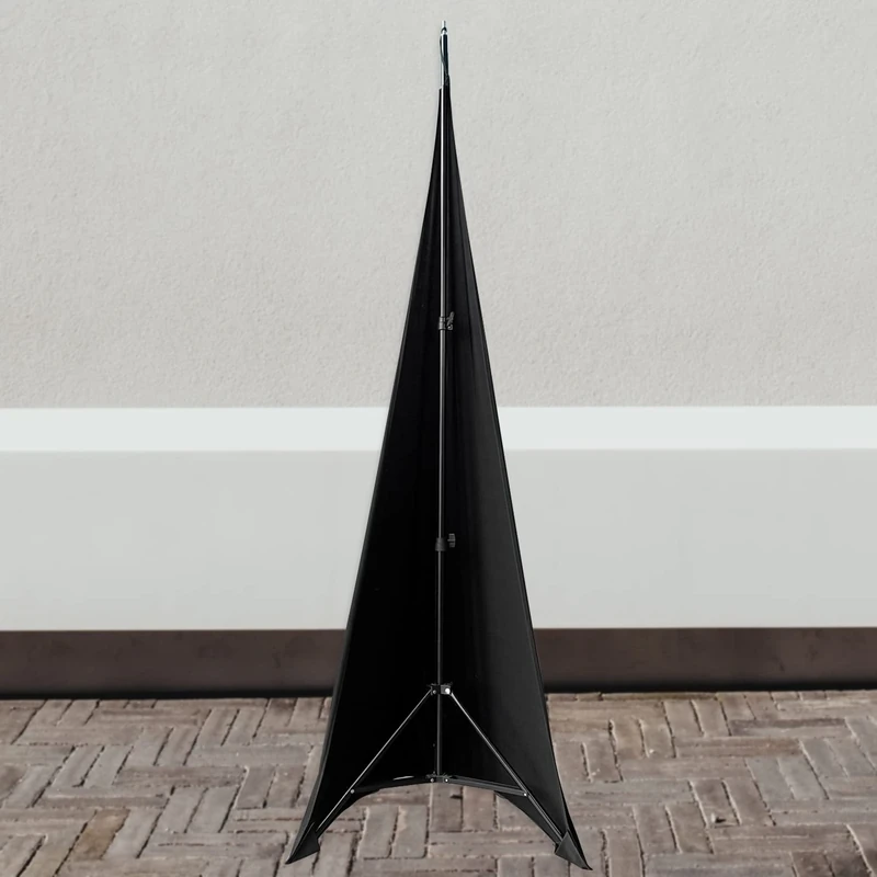 WedDecor Black Double Sided Stretchable Tripod DJ Speaker Stand Cover for Weddings, Banquets, Birthdays, Reception, Parties, Special Events, Washable, 10pcs