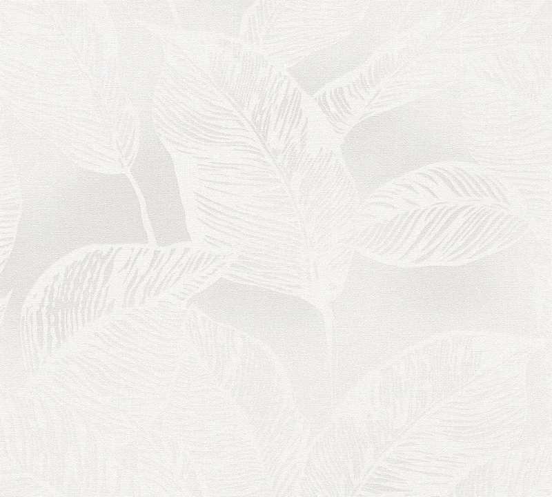 A.S. Création Non-Woven Wallpaper Floral Grey White Wallpaper Country House Style 386632 - Wallpaper Leaves Modern - 10.05 m x 0.53 m - Made in Germany