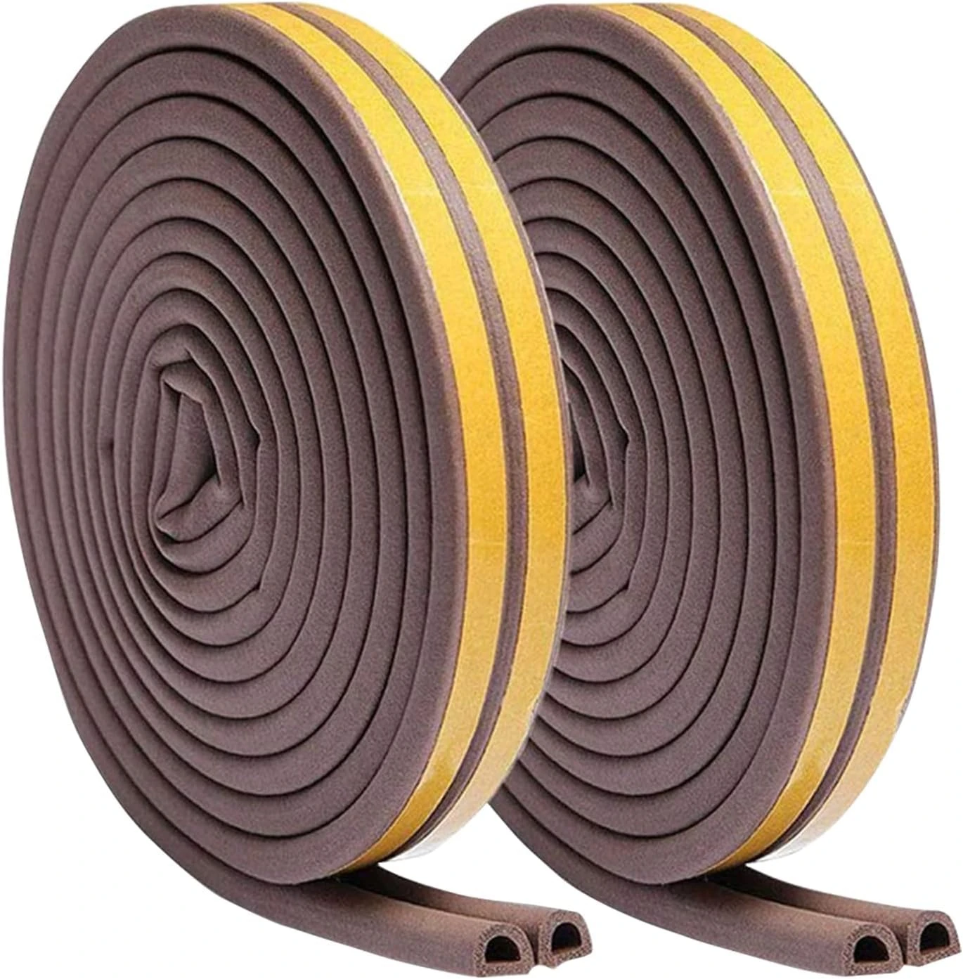 Weather Stripping Tape, Doors Windows Draught Excluder Self-Adhesive Anti-Collision Rubber D Type Foam Sealing Tape, Rubber Sound Insulation for Door Window Draught Stopper (Brown-20 M)