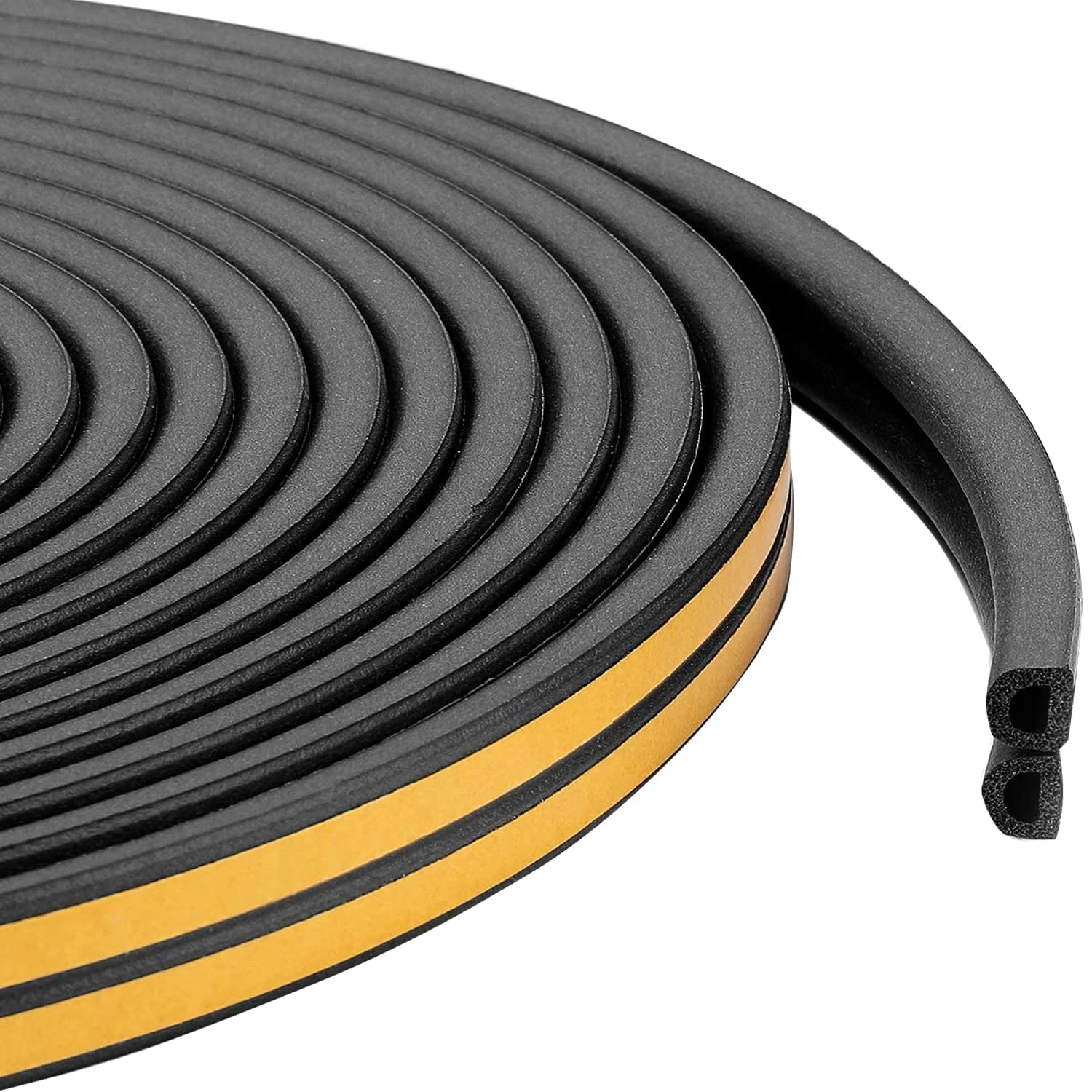 Weather Stripping Tape, Doors Windows Draught Excluder Self-Adhesive Anti-Collision Rubber D Type Foam Sealing Tape, Rubber Sound Insulation for Door Window Draught Stopper (Black-10m)