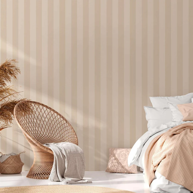 A.S. Création Beige Stripe Wallpaper, Non-Woven, 10.05 m x 0.53 m, Made in Germany