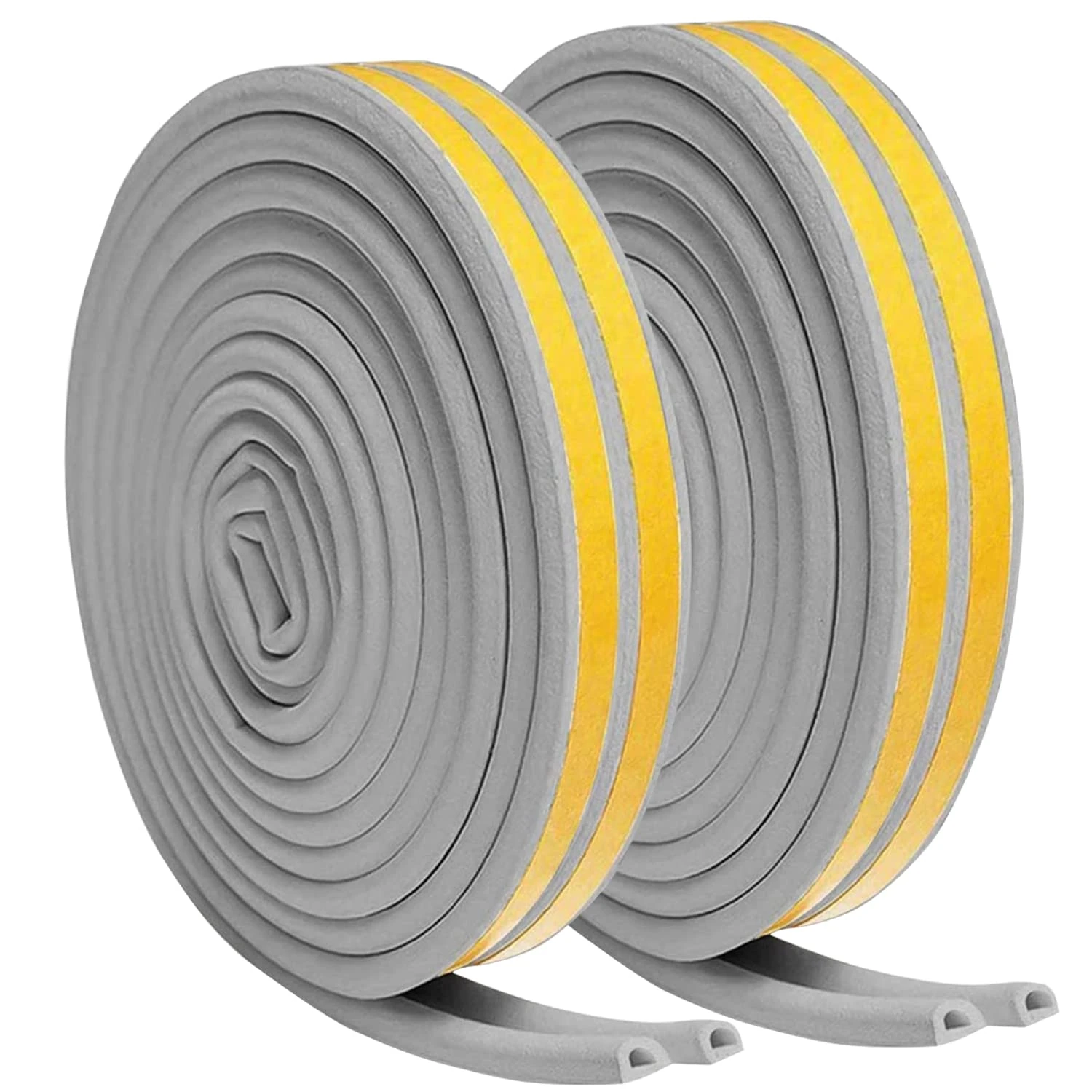 Weather Stripping Tape, Doors Windows Draught Excluder Self-Adhesive Anti-Collision Rubber D Type Foam Sealing Tape, Rubber Sound Insulation for Door Window Draught Stopper (Gray-20m)