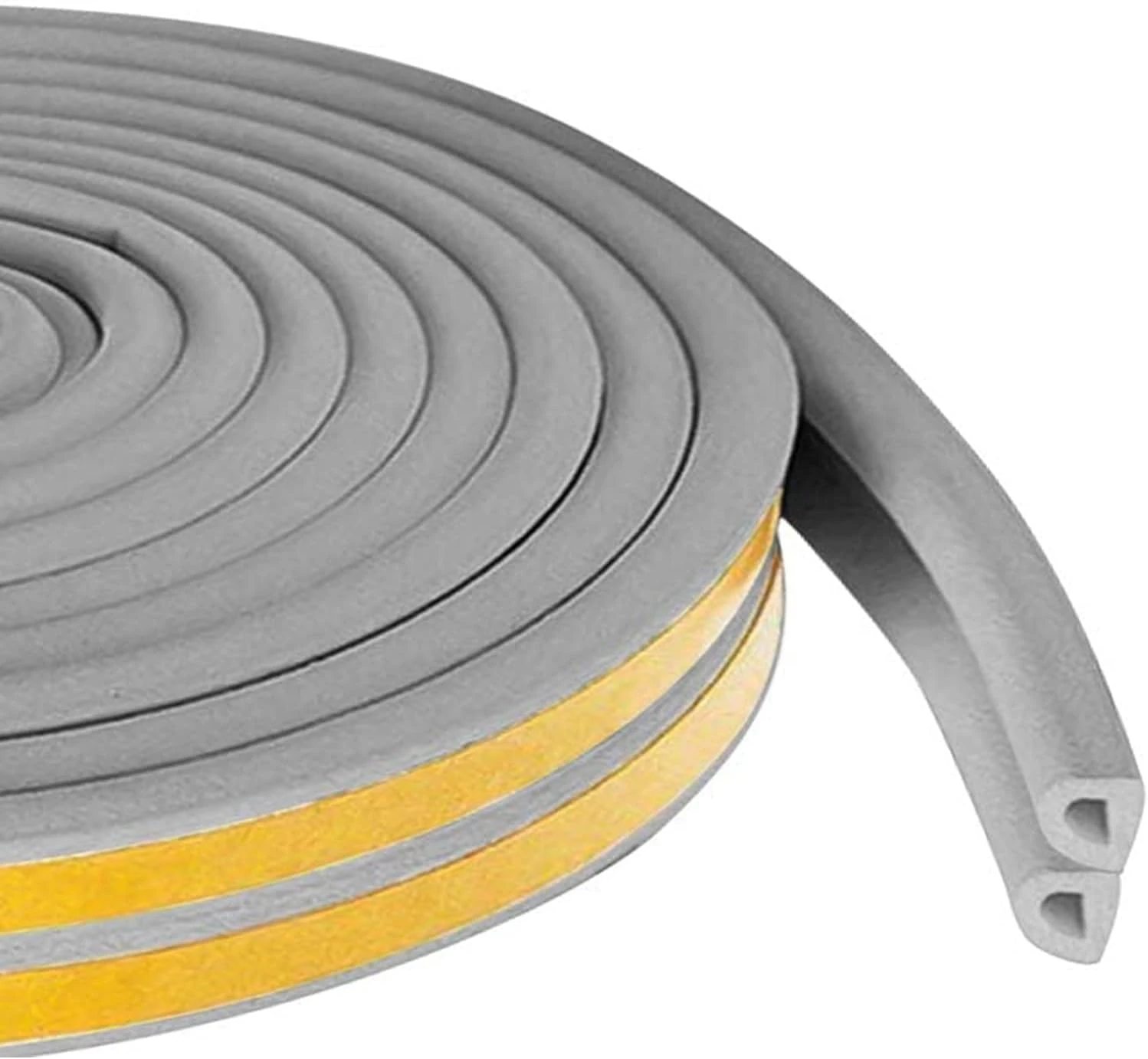 Weather Stripping Tape, Doors Windows Draught Excluder Self-Adhesive Anti-Collision Rubber D Type Foam Sealing Tape, Rubber Sound Insulation for Door Window Draught Stopper (Gray-10m)