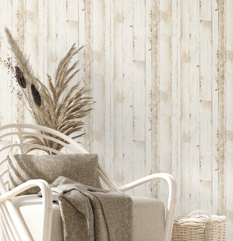 A.S. Création Wallpaper Wood Effect Beige White Wallpaper Country House Style with Wood 385021 - Wallpaper Vintage Bedroom - 10.05 x 0.53 m - Made in Germany