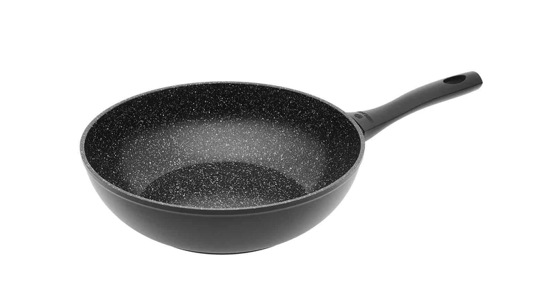 Gerlach 1760 Wok 28 cm - Poêle Profonde avec Revêtement Antiadhésif Ilag Xera Dur 2 - Resistance à la Déformation - Tous Feux Dont Induction - Ergonomic Poignée - Granitex