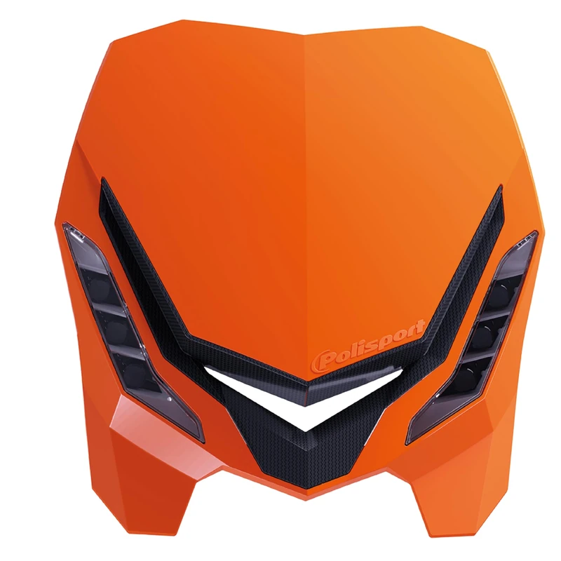 Polisport 8670800006 - E-BLAZE Carbon Fibre Headlight with LED Lamp Compatible with All Motocross/Enduro Models in Orange