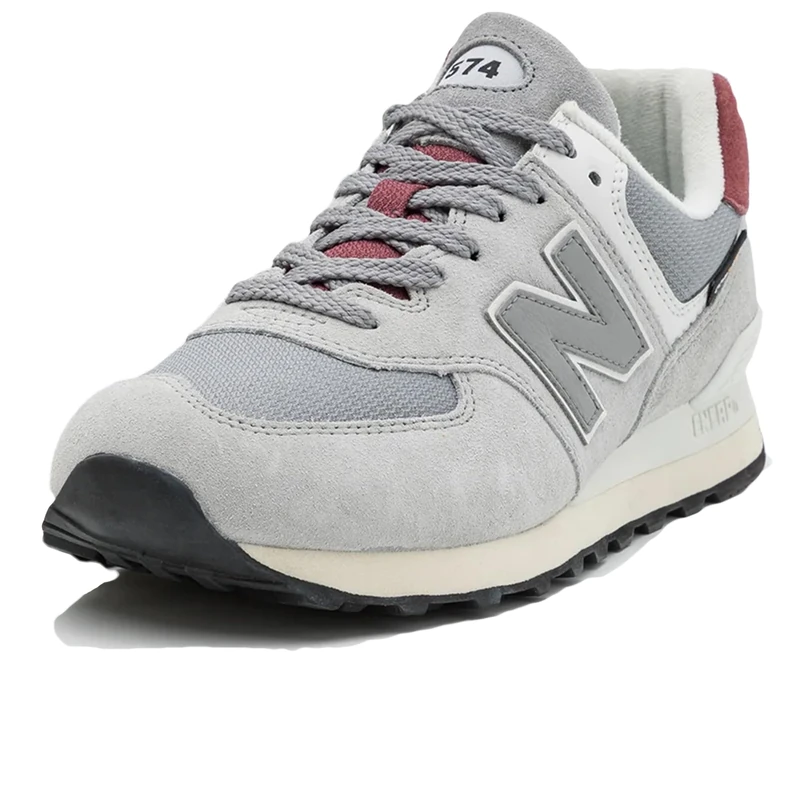 New Balance 574 Sneaker, Grey/RED, 3.5 UK - Image 1