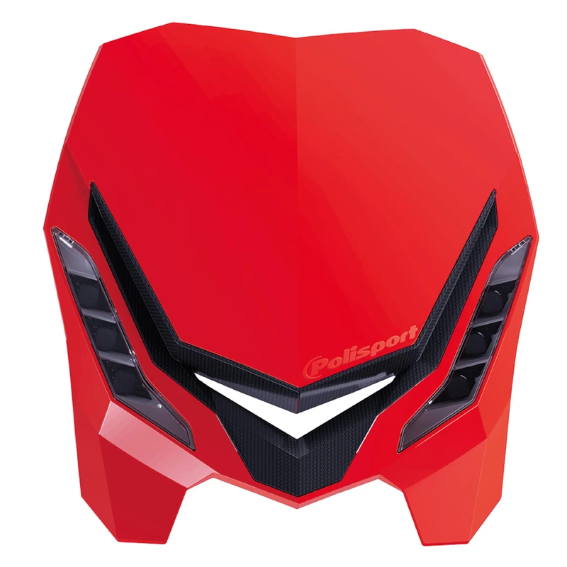 Polisport E-Blaze LED Motorcycle Headlight – Ultra-Slim, Customizable Design with Adjustable High/Low Beams – Lightweight, Durable Housing for Street, Dirt Bike, Enduro & Motocross – Red