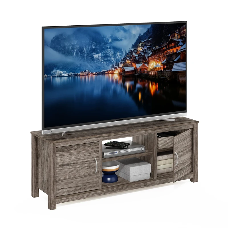 Furinno CLASSIC TV Stand, Entertainment Center, TV Console for TV up to 65 Inch with Storage, for Living Room, Bedroom, Rustic Oak