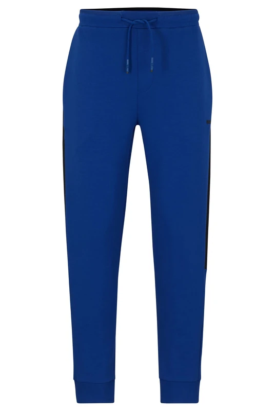 BOSS Mens Hadiko 1 Cotton-blend tracksuit bottoms with side-stripe tape - Image 1