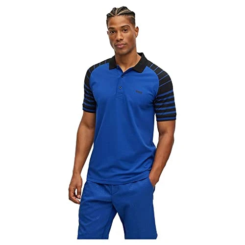 BOSS Men's Paule 3 Polo, Bright Blue, XXL