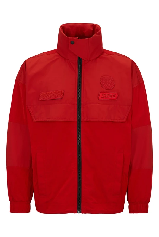 BOSS Mens Ostoner Oversized-fit zipped jacket with racing-inspired details - Image 1