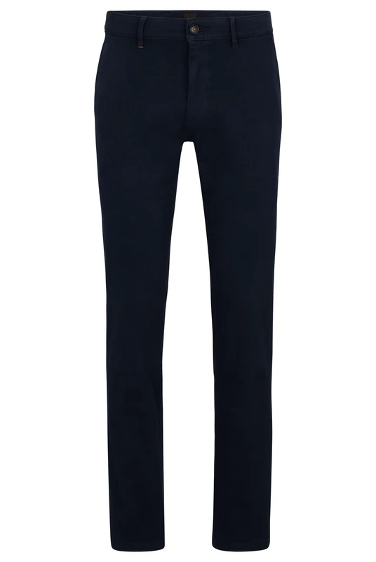 BOSS Mens Chino Slim Slim-fit Trousers in Stretch-Cotton Twill Blue