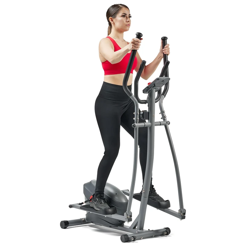 Sunny Health & Fitness 2-in-1 Upright Elliptical Cross Trainer, Compact Full-Body Exerciser, Home Cross-Training for Arm/Leg, Low Impact Cardio Workout Machine for Indoor, Optional Free SunnyFit App