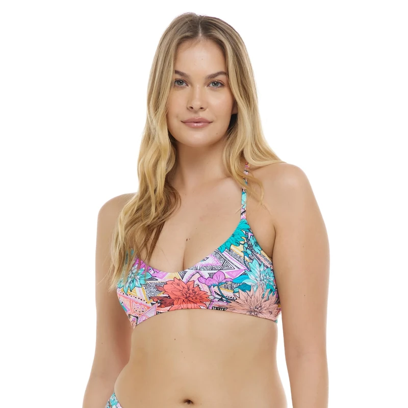 Body Glove Women's Alani Strappy Back Halter Bikini Top Swimsuit, Buzz, X-Large