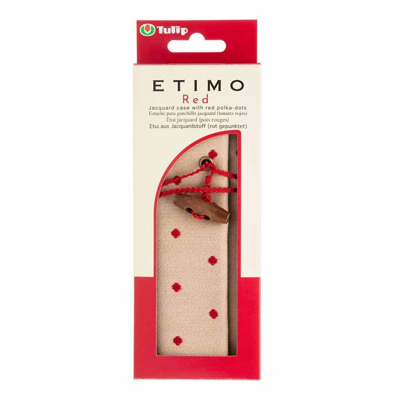 Tulip Polka-dot Crochet Hook case, Ecru and red, Single-piece Hook Storage