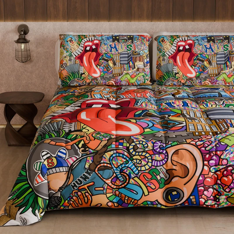 PETTI Artigiani Italiani - Double Winter Quilt, Double Duvet, Plain Colour and Digital Print Murals, Made in Italy