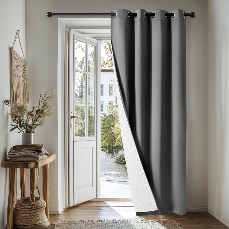 Deconovo Thermal Curtain Eyelet, Blackout Curtain with Extra Thick Microfiber Lining, Sunlight Blocking Curtain for Living Room Bedroom, 55 x 102 Inch(Width x Length), Light Grey, 1 Panel