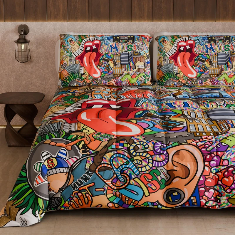 PETTI Artigiani Italiani - Single Winter Quilt, Single Duvet, Double Sided Quilt Solid Colour and Digital Print Murals, Made in Italy - Image 1