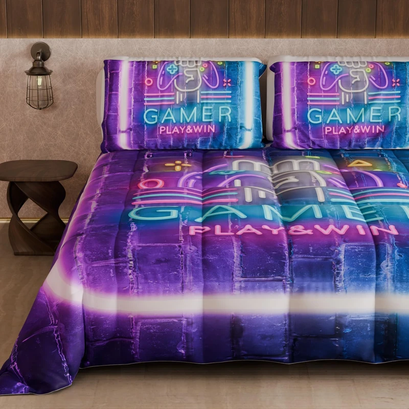 PETTI Artigiani Italiani - Double Winter Quilt, Double Duvet, Plain Colour and Gamer Digital Print, Made in Italy