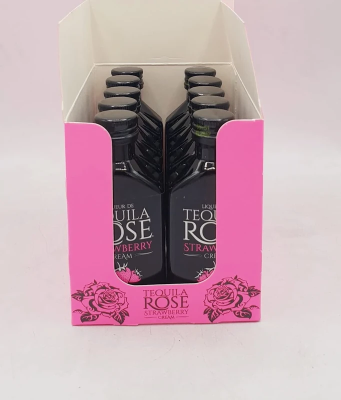 Tequila Rose, Strawberry Cream Liqueur, Mini Tequila 5clx10, 15% ABV, Made with Real Dairy Cream, Best Served Chilled, Ideal for Cocktails, Gift Idea