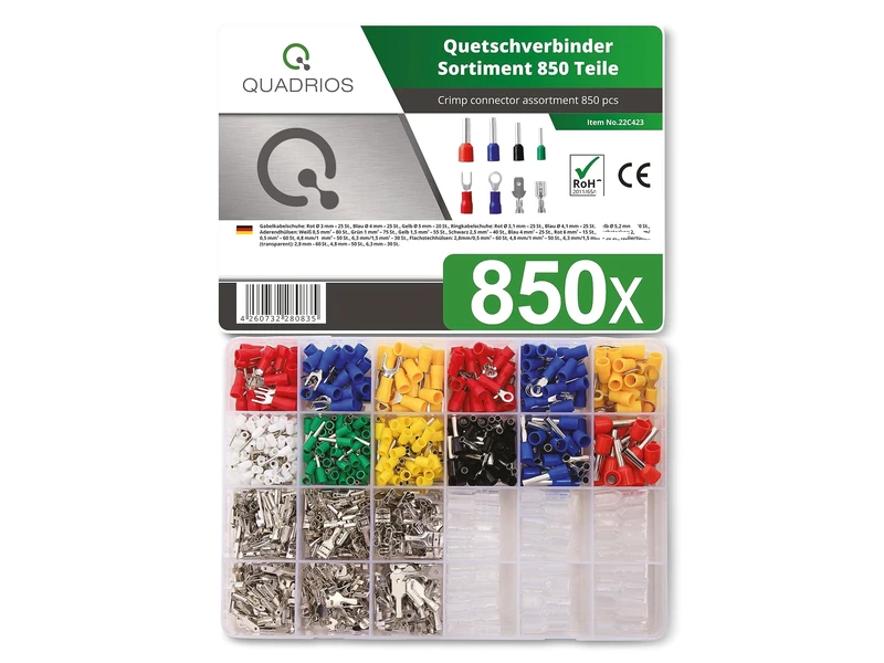 QUADRIOS Crimp Connector Assortment 0.5 mm² 6 mm² Red Blue Yellow Green White Transparent 22C423
