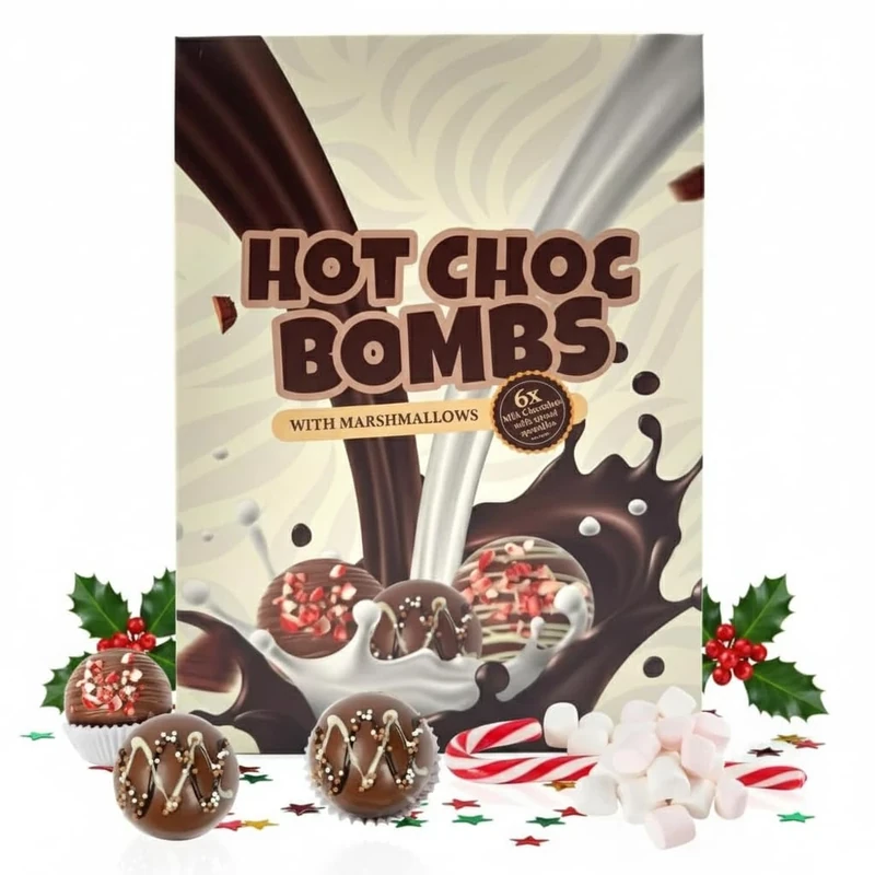 Luxury Hot Chocolate Bomb Gift Set – 6 Flavoured Hot Chocolate Bombs with Marshmallows – Premium Gift for Christmas for Couples, Friends & Family – Indulgent Xmas Stocking Fillers