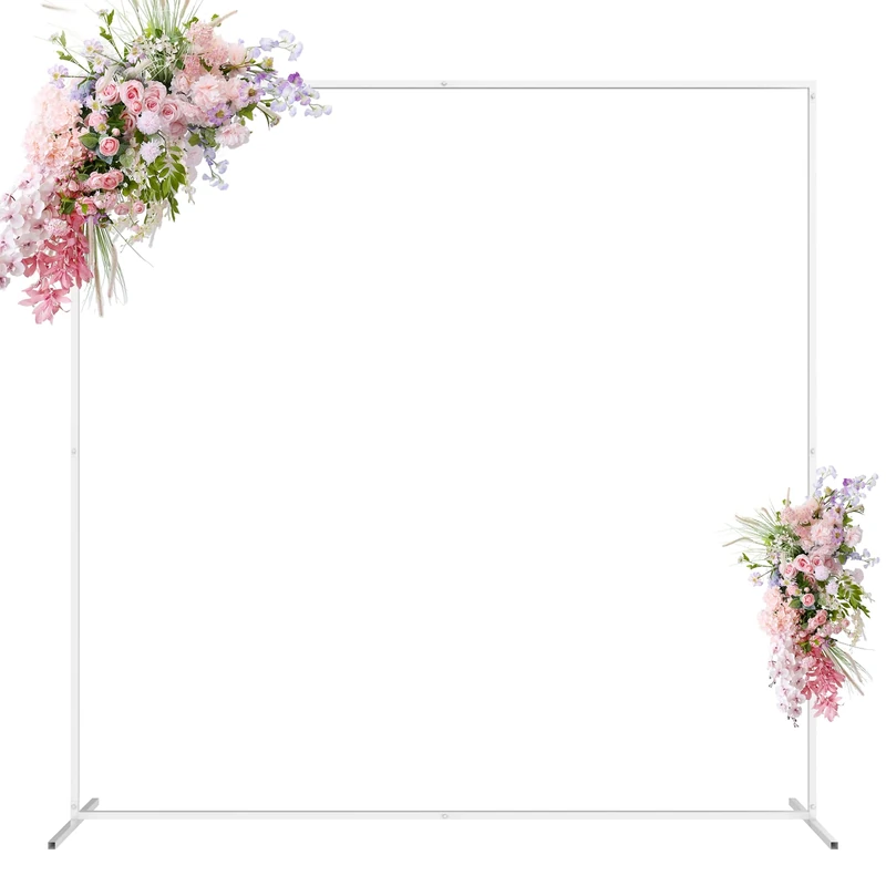 Wedding Arch Backdrop Stand 6.6x6.6 FT Square Metal Arch for Ceremony, Bridal Shower, Birthday Party, Garden, Floral Arbor, Anniversary Event Decor - White
