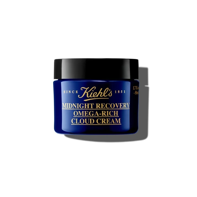 Kiehl's Midnight Recovery Omega Rich Botanical Night Cream, Overnight Renewing Face Moisturiser, Plumps & Replenishes Skin Barrier, with Omega Oils & Fatty Acids, Lavender Scent, 50Ml
