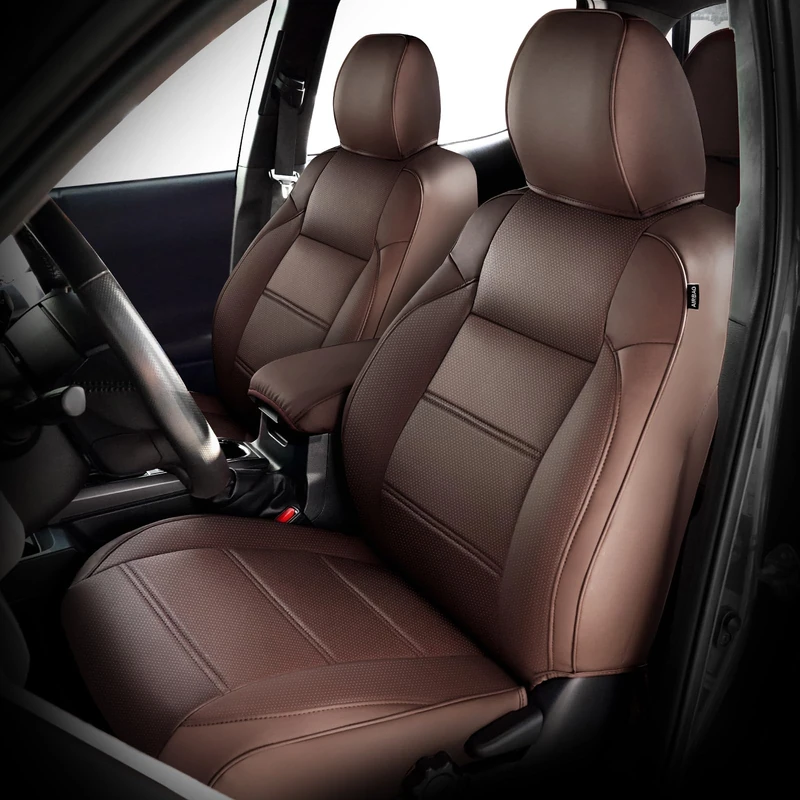 DrCarNow for Toyota Tacoma Seat Covers 2016 2017 2018 2019 2020 2021 2022 2023,Fit for Tacoma Crew Cab/Double Cab Brown Water Proof Faux Leather Accessories for Toyota Tacoma Seat Cover 2016-2023