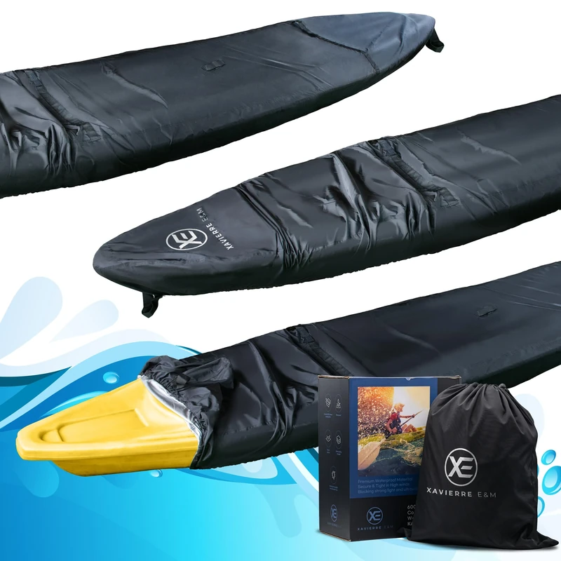 2024 Upgraded Heavy Duty Kayak Cover with 600D Oxford Fabric (Fits 7.8-18ft) for UV Protection, Waterproof and Dustproof - Compatible with Canoe (13.8-15 FT (4.6-5 m))