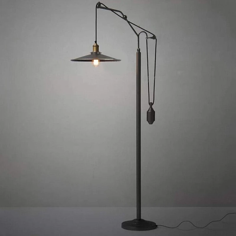 AAOTE Retro Industrial Loft Black Metal Floor Lamp 1.64m Vintage Living Room Decor Standing Lighting Fixture E27 Bedroom Bedside Lamp Stand Reading Lantern