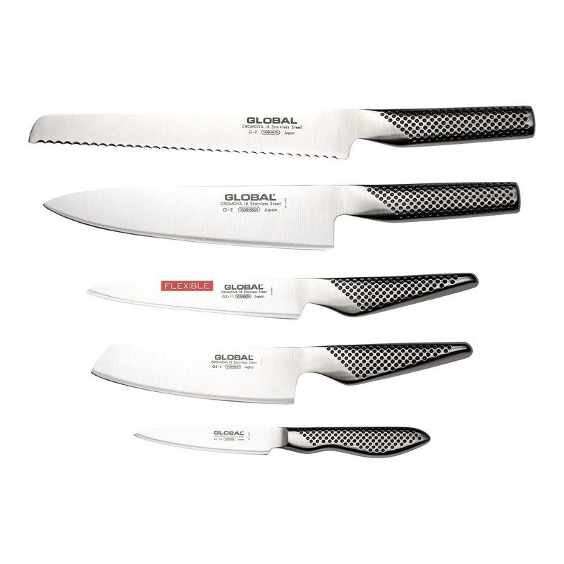 Global Knives G-2951138 5 Piece Knife Set, CROMOVA 18 Stainless Steel
