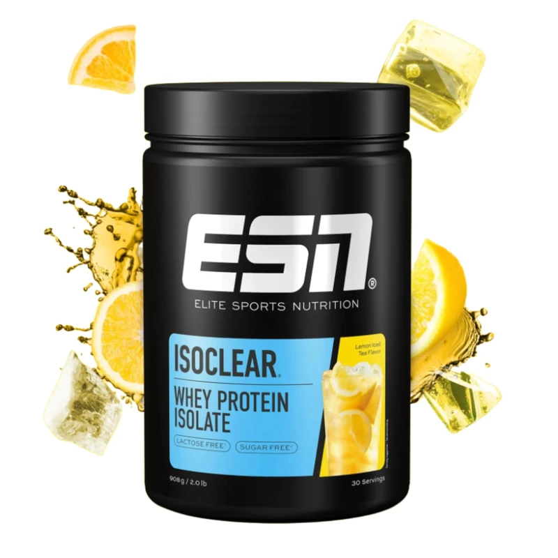 ESN ISOCLEAR Whey Isolate Protein Powder, Lemon Iced Tea, 908 g, 2 lbs, 30 Servings Clear Whey - Lactose Free