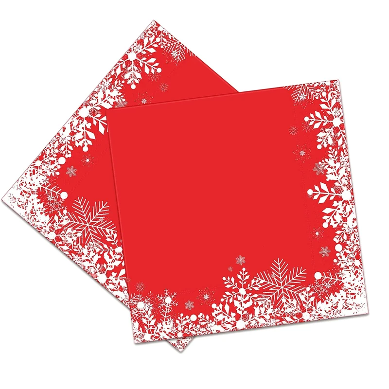 20Pcs Christmas Napkins Paper 33cm Christmas Serviettes - Traditional Snowflakes Red Napkins Christmas Xmas Dinner Napkins (Snowflake)