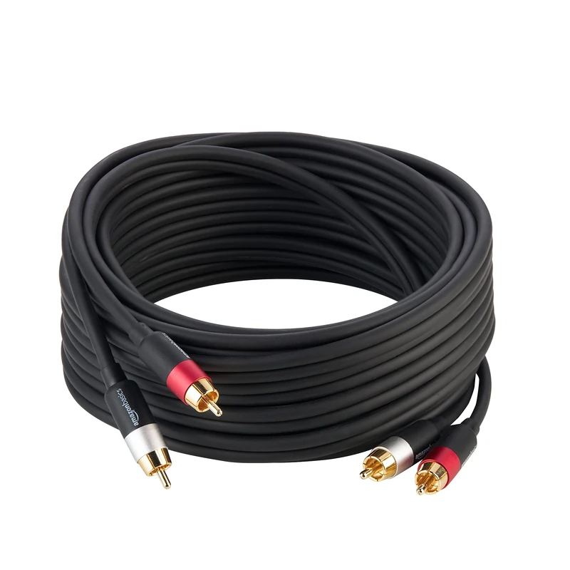 Amazon Basics 2 RCA Male to 2 RCA Male Audio Cable, 7.5 m, Black