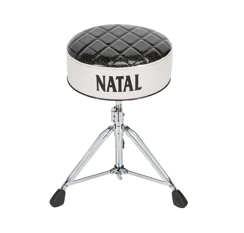 Natal FAT TOP DRUM THRONE - Black Top, White Sides, Logo, Heavy Duty, Quick Release
